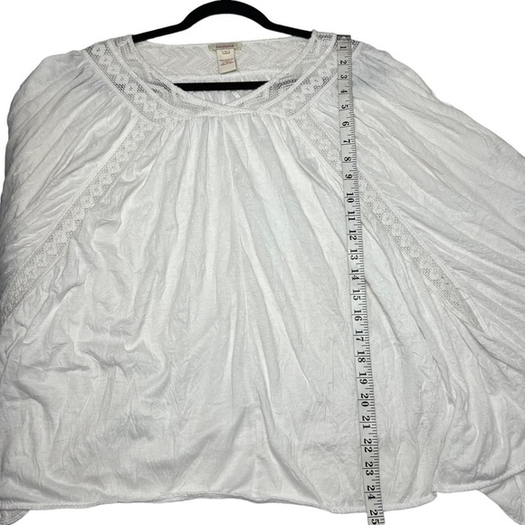 Sundance Boho Top Women's SZ Large white Poncho Flowy Oversized Peasant Blouse - Picture 3 of 5